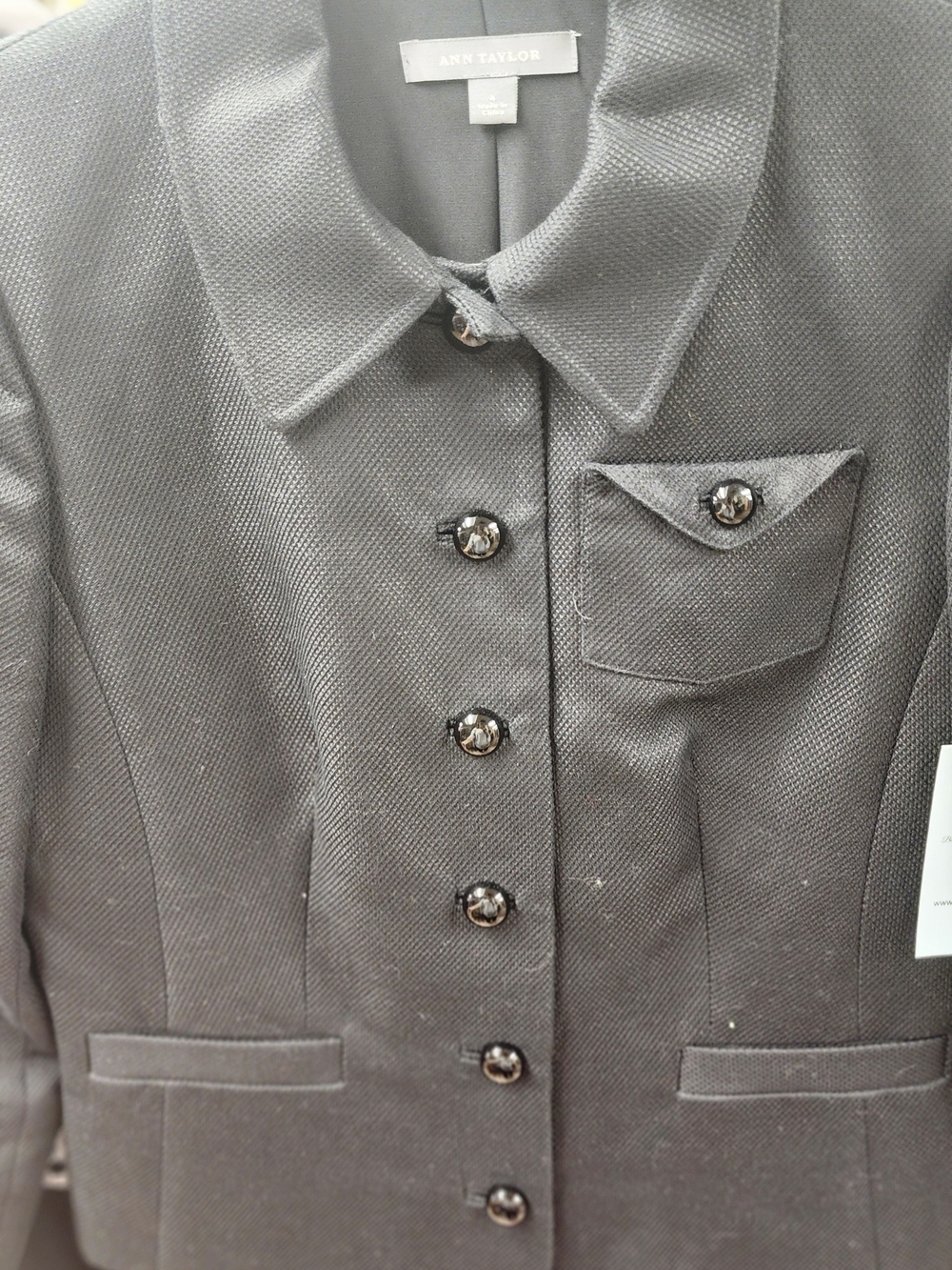 Ann Taylor Black Textured Button Jacket